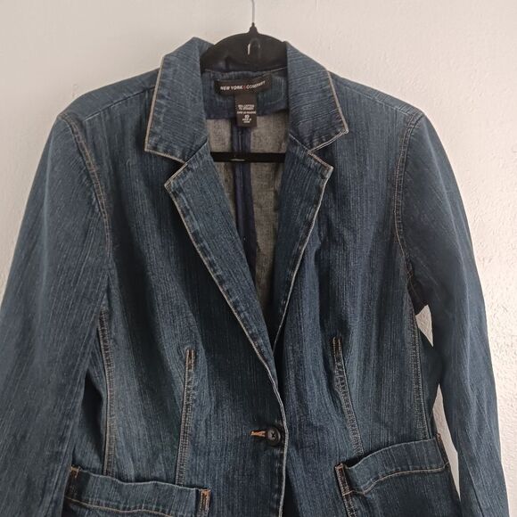New york denim one button jacket size 10 - Picture 2 of 7